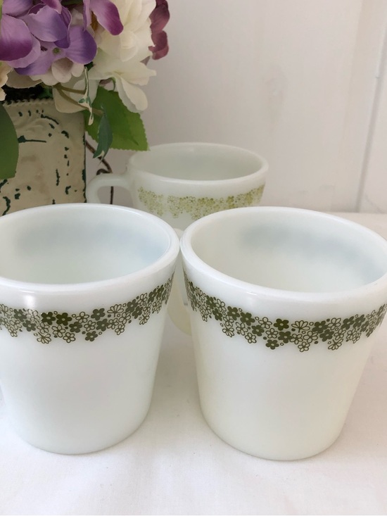 Pyrex Other - Vintage Pyrex Spring Blossom Milk Glass Three Cups Mugs
